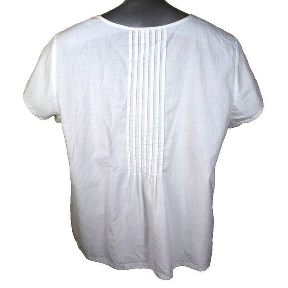 Eileen Fisher System Blouse Womens Large White Classic Ruffle Top Buttons - Picture 4 of 5
